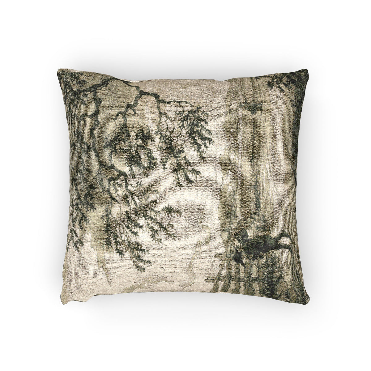 Figures with Baskets on a Road (style of Ruisdael) Pillow