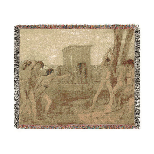 Young Spartan Girls Challenging Boys — Degas Tapestry Blanket