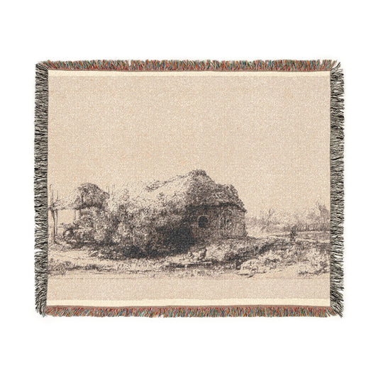 Landscape with Cottages — Rembrandt Tapestry Blanket