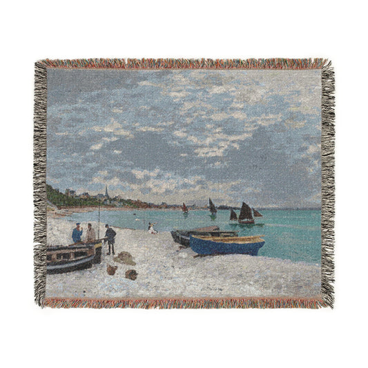 The Beach at Sainte-Adresse — Monet Tapestry Blanket