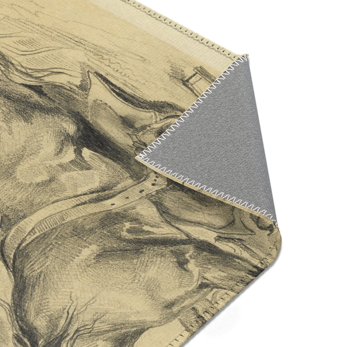 Fallen Horse and Dead Knight — Delacroix Area Rug