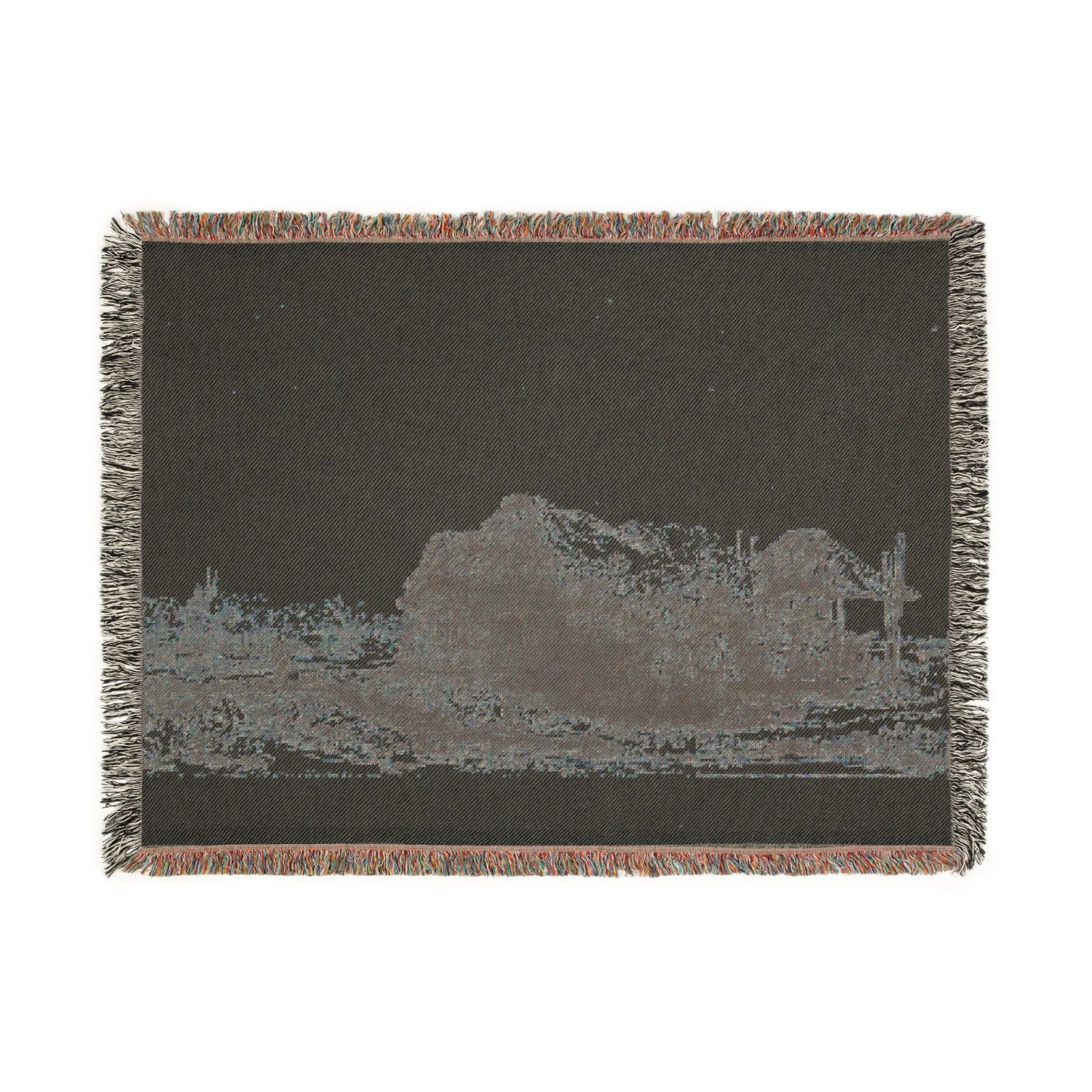 Rembrandt van Rijn - Landscape with Cottages and a Hay Barn Oblong | Woven Tapestry Blanket