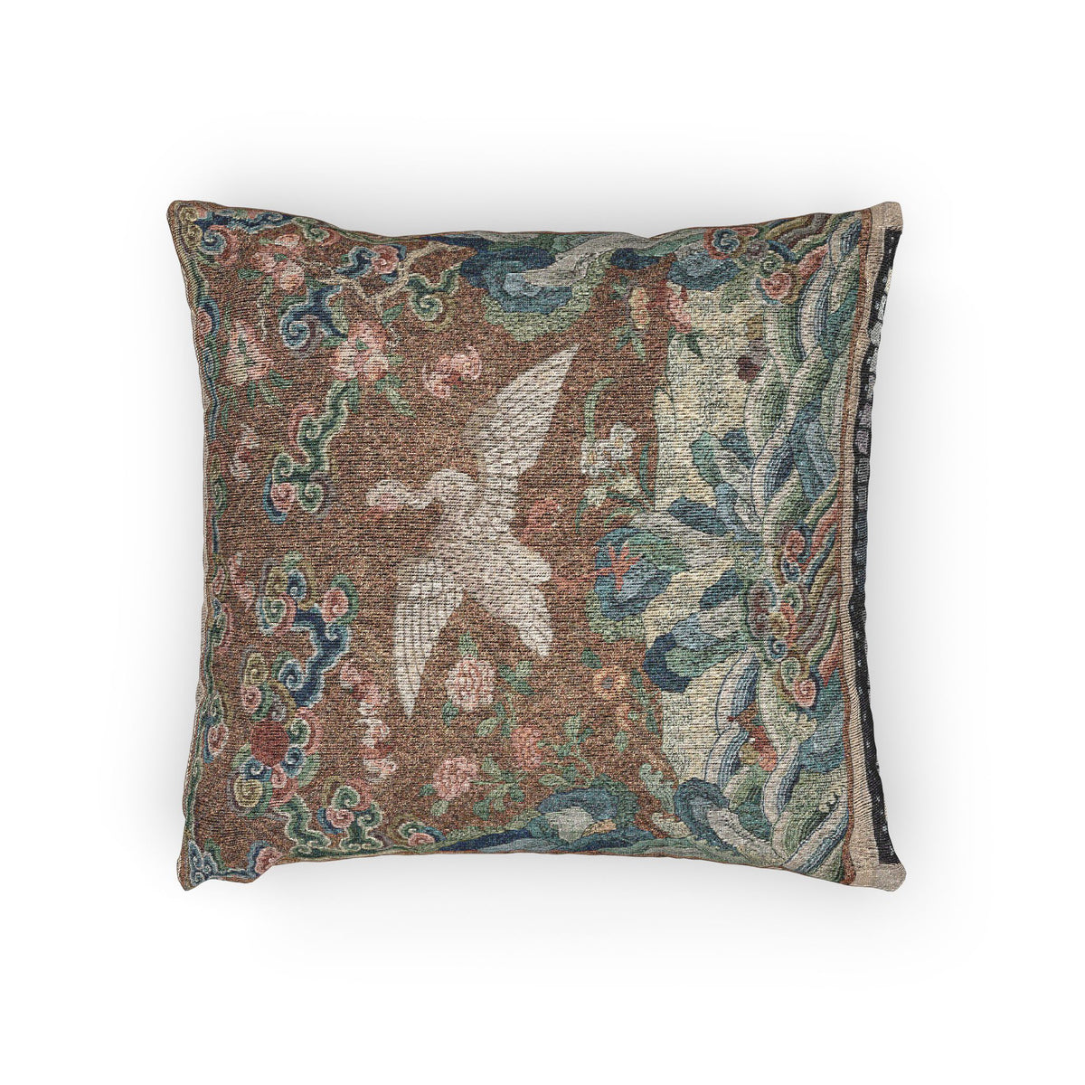 Rank Badge with Bird and Flower Motifs Pillow