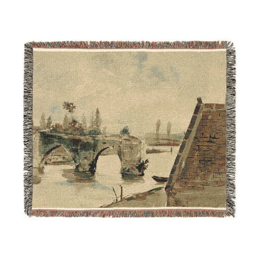 The Old Bridge at Mantes — Delacroix Tapestry Blanket