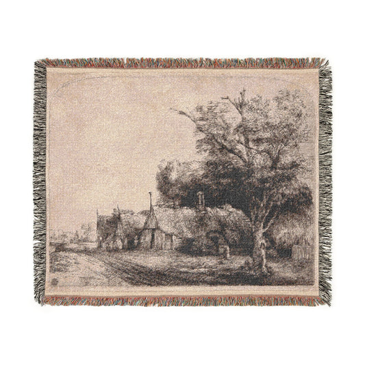 Landscape with Three Gabled — Rembrandt Tapestry Blanket