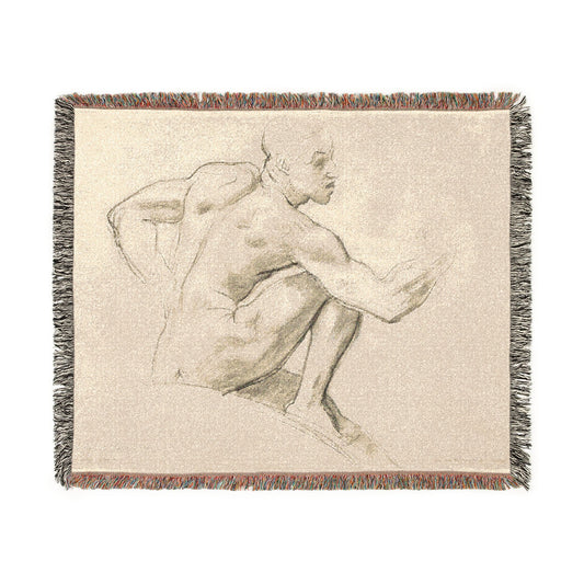 Seated Male Nude — Sargent Tapestry Blanket