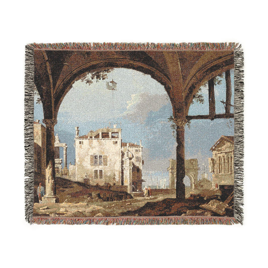 Portico with a Lantern (follower of Canaletto) Tapestry Blanket