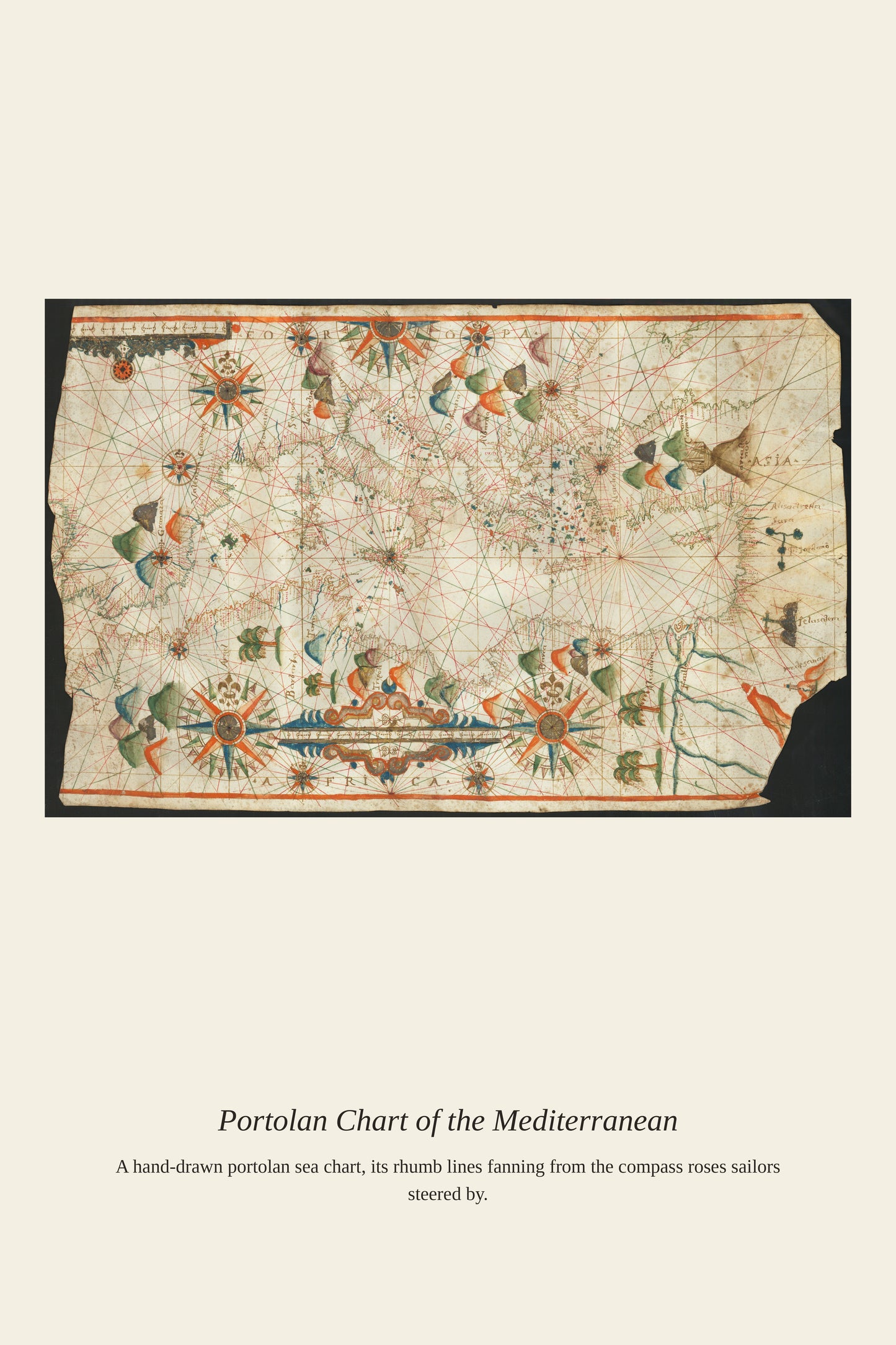 17th Portolan Chart - Antique Nautical Chart Print