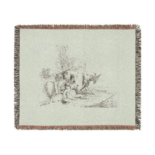 A Nymph with a Small Satyr — Tiepolo Tapestry Blanket