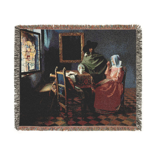 The Glass of Wine — Vermeer Tapestry Blanket