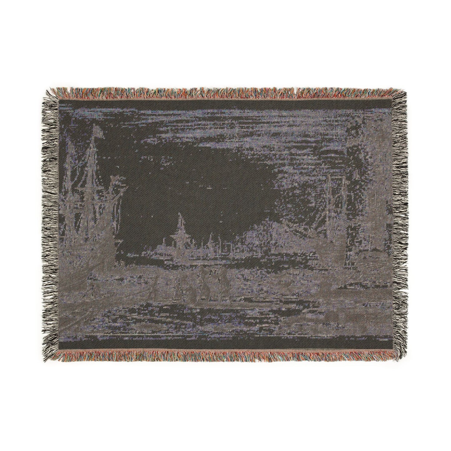 Claude Lorrain - Harbor with a Large Tower | Woven Tapestry Blanket