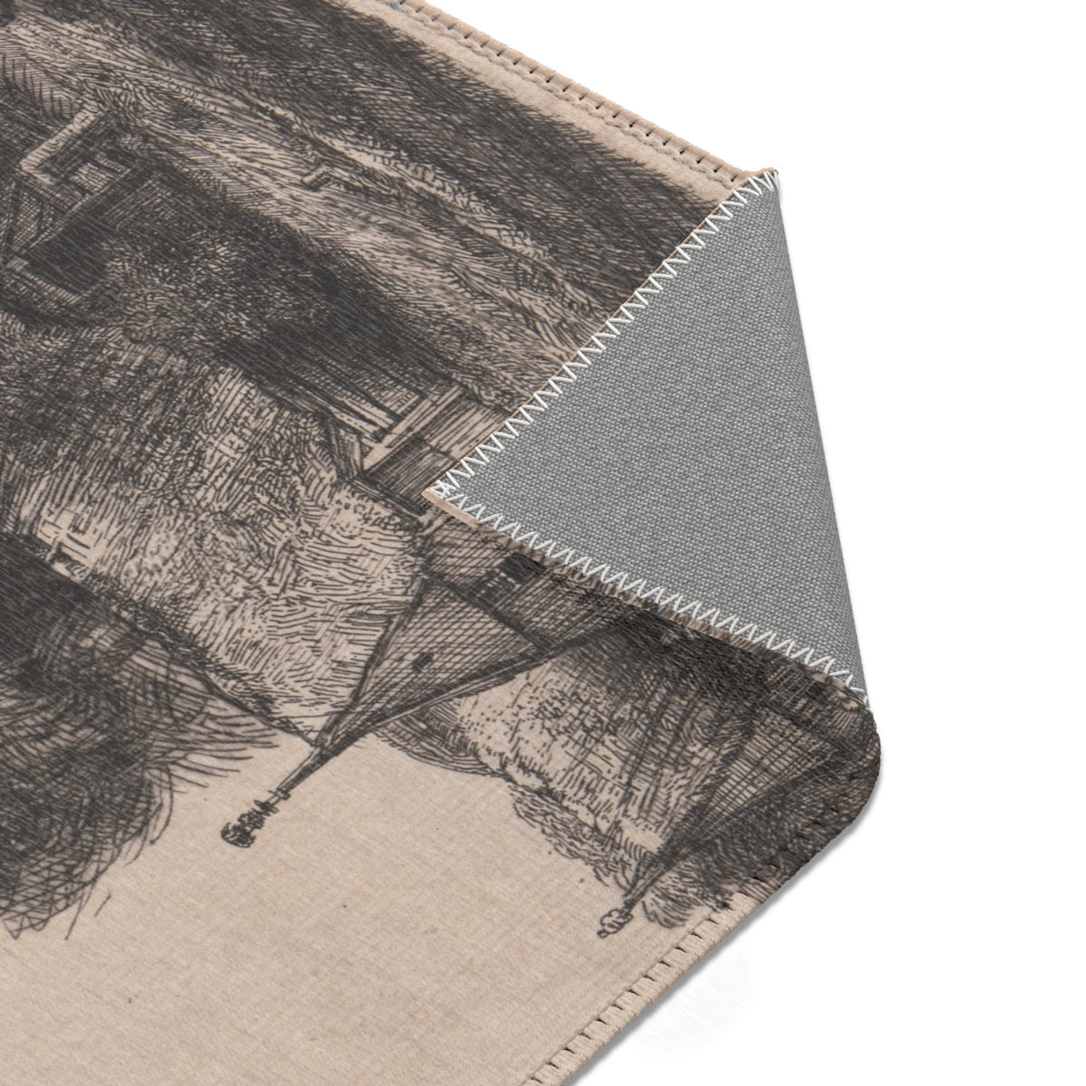 Landscape with Three Gabled Cottages — Rembrandt Area Rug
