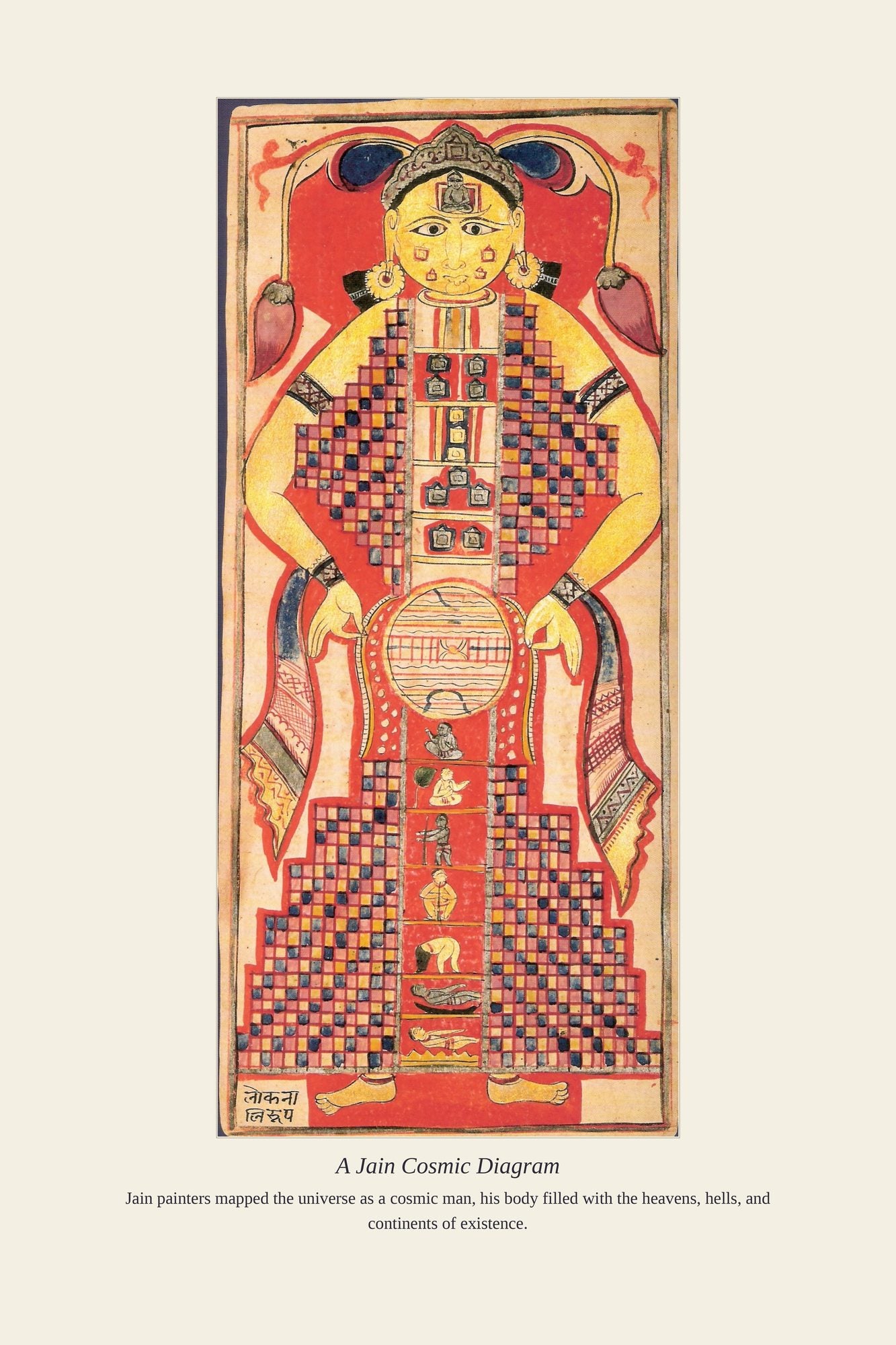 A Jain Cosmic Diagram — antique art print
