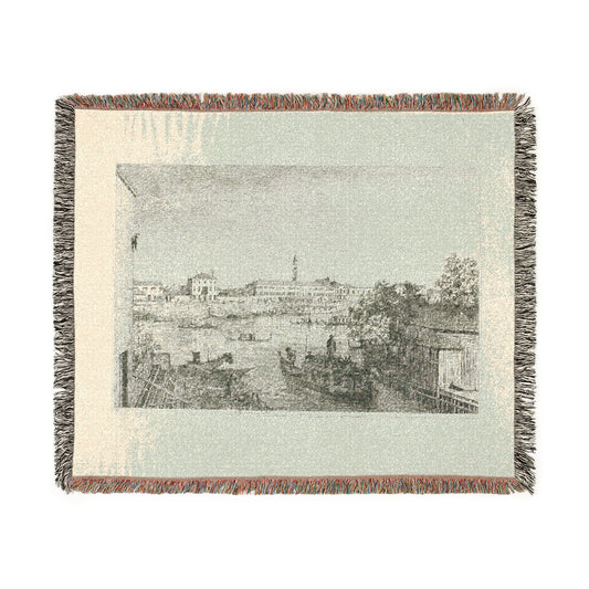 At the Port of Dolo — Canaletto Tapestry Blanket