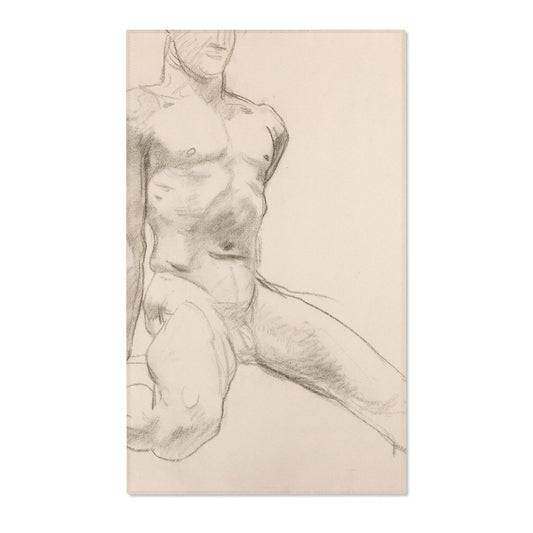 Seated Male Nude with Extended Leg — Sargent Area Rug