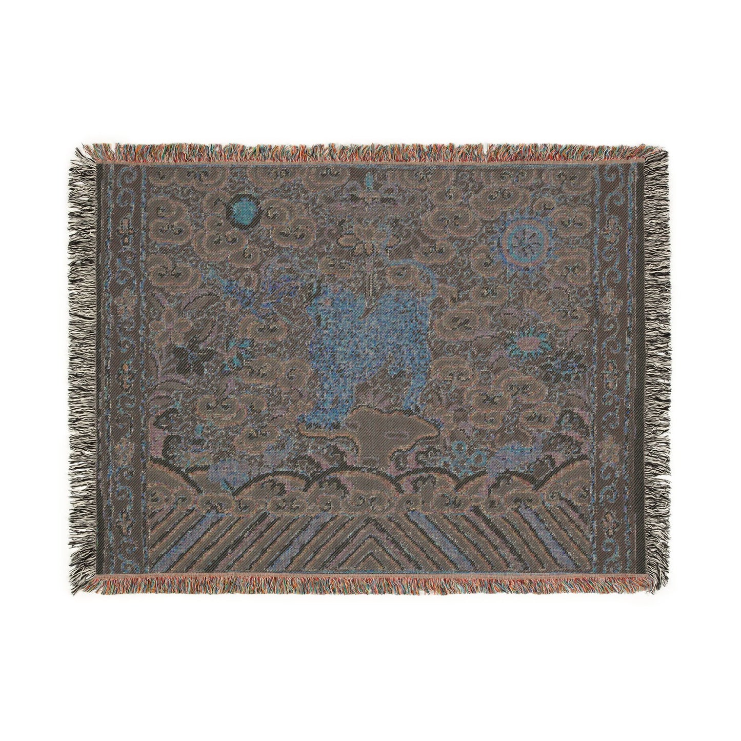 143_rank-badge-with-tiger | Woven Tapestry Blanket