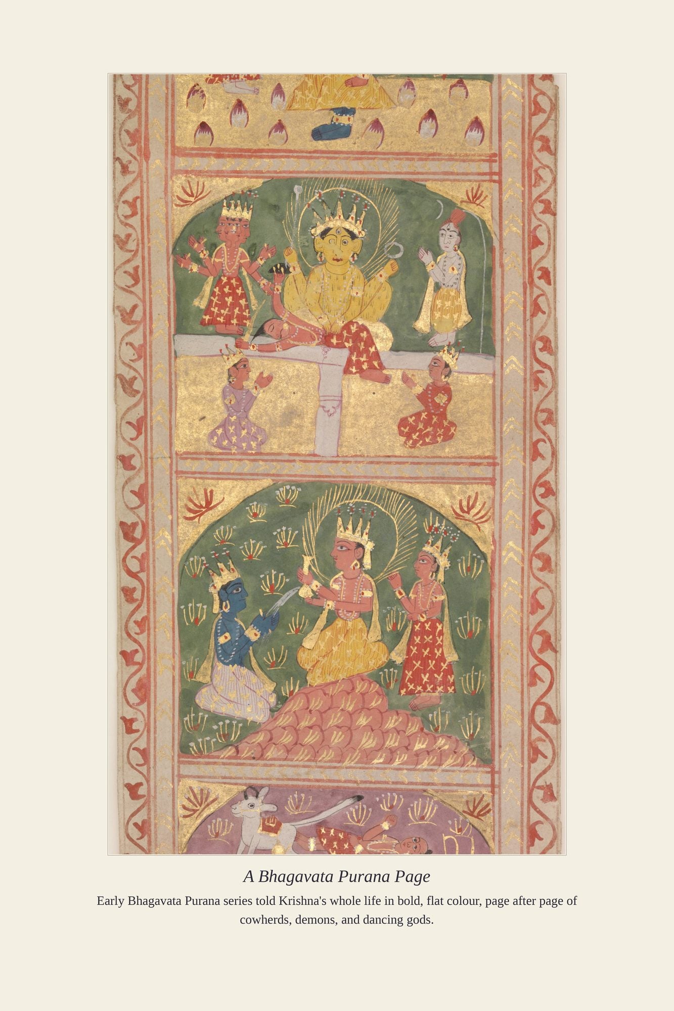 A Bhagavata Purana Page — antique art print