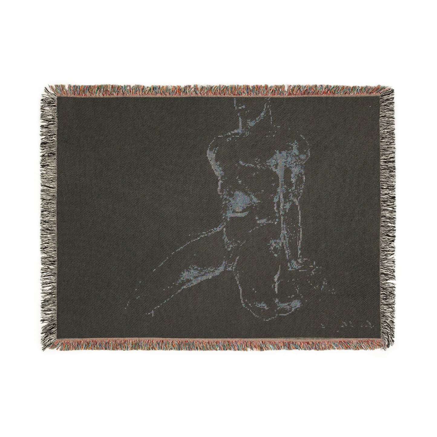 John Singer Sargent - Seated Male Nude with Extended Leg (recto); Sketch of Kneeling Male Nude and Divided Circle (verso | Woven Tapestry Blanket