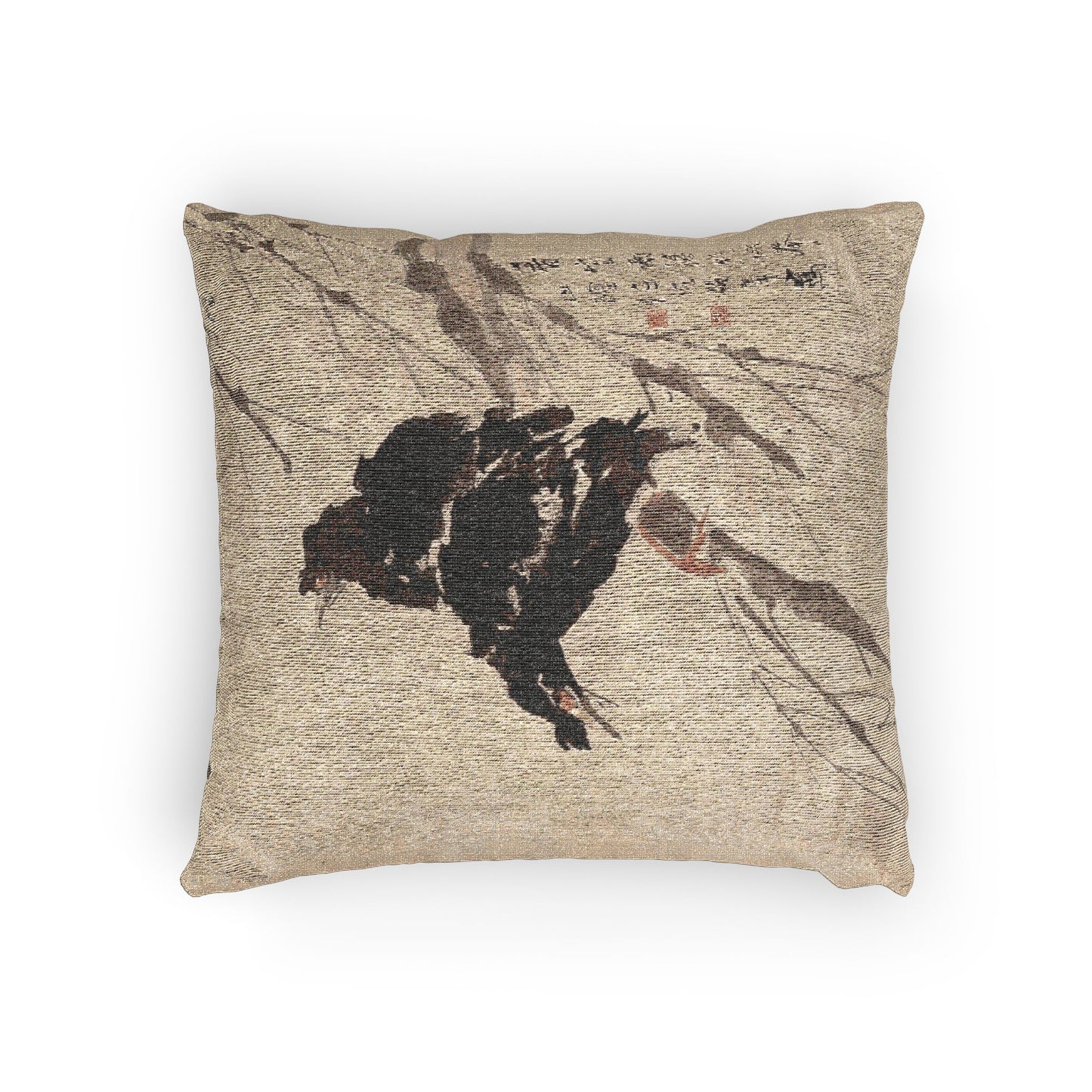 Mynah and Lotus Woven Pillow