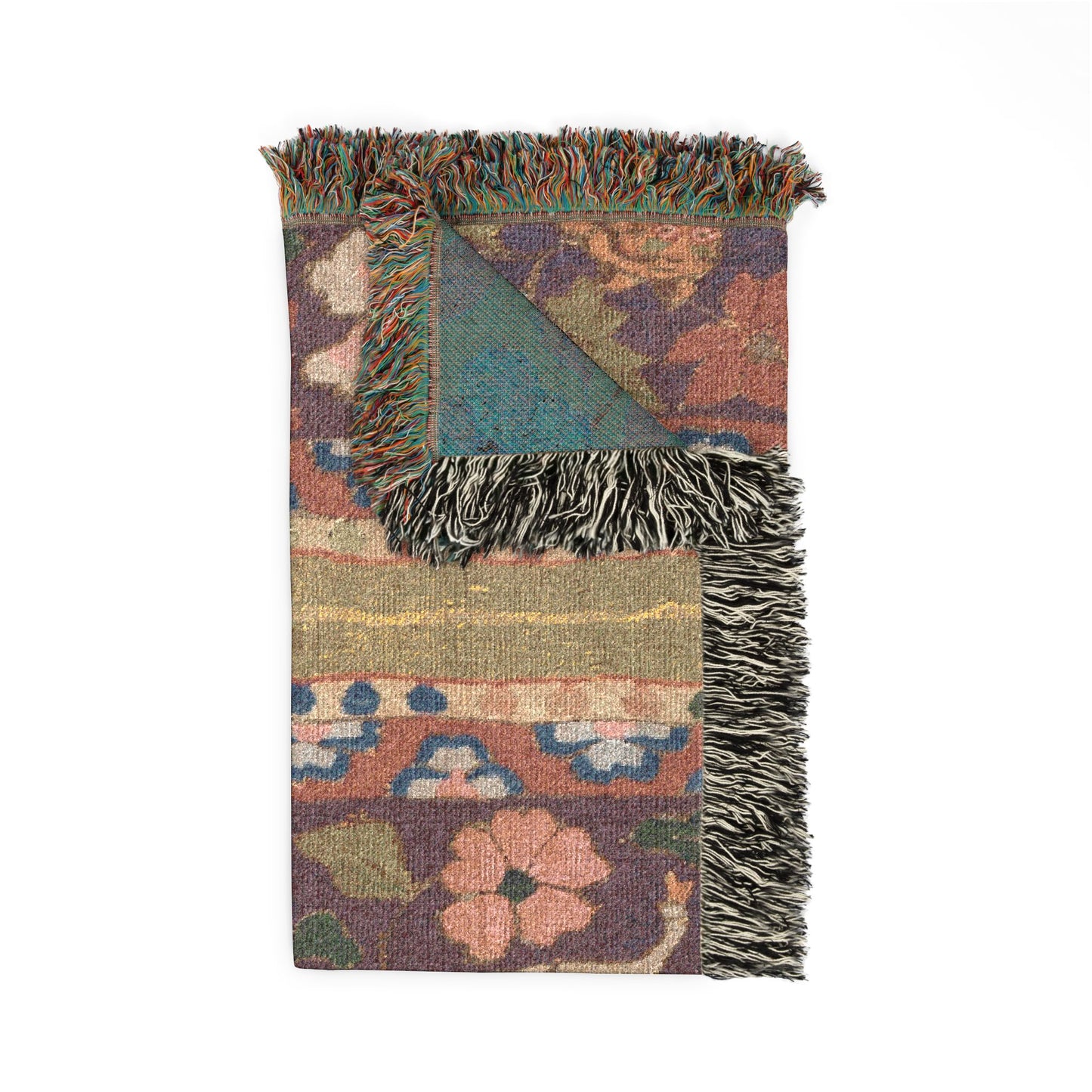 Tigers Chasing Deer, with Dragon Woven Throw Blanket