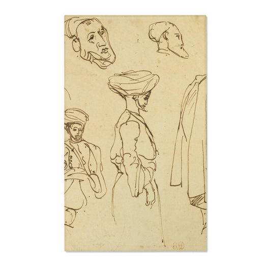 Sketches of Algerian Men — Delacroix Area Rug