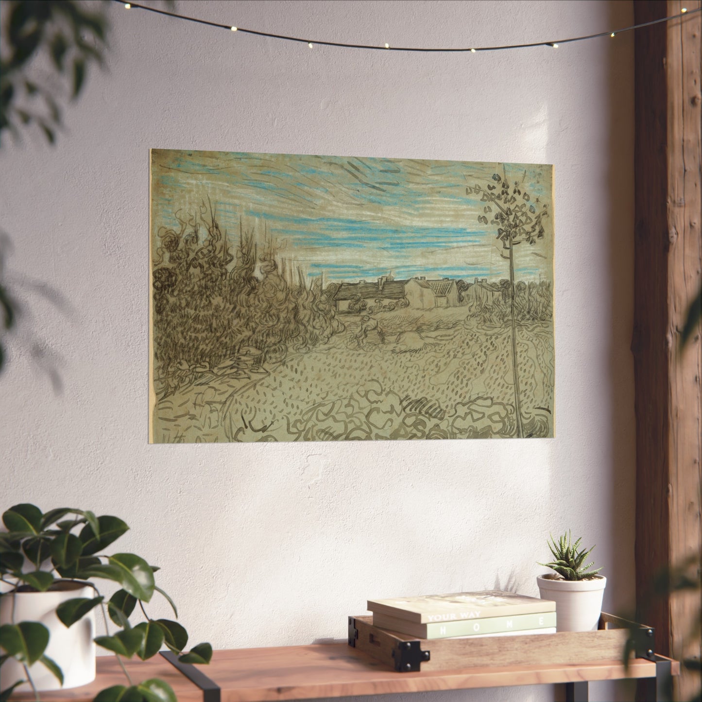 Vincent van Gogh - Cottages with a Woman Working in the Middle Ground | Fine Art Poster