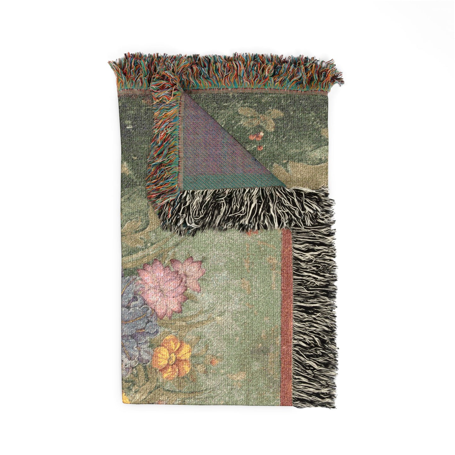 Still Life: Bouquet of Flowers Emerging from the Grass Woven Throw Blanket
