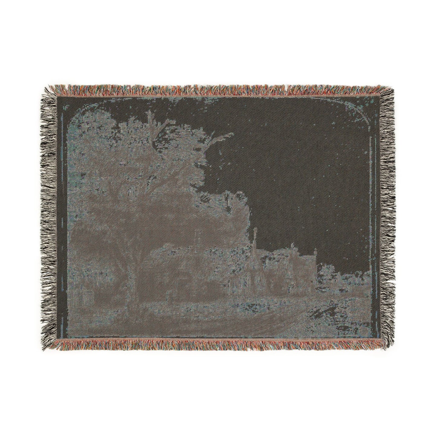 Rembrandt van Rijn - Landscape with Three Gabled Cottages Beside a Road | Woven Tapestry Blanket