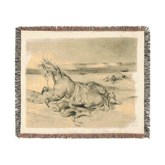 Fallen Horse and Dead Knight — Delacroix Tapestry Blanket