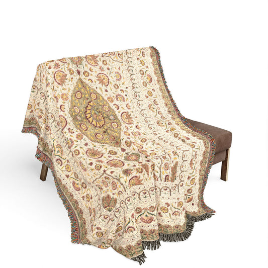 Spread with floral medallion pattern Woven Throw Blanket