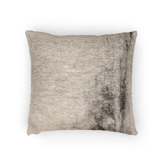 Landscape with a Cow Drinking — Rembrandt van Rijn Woven Pillow