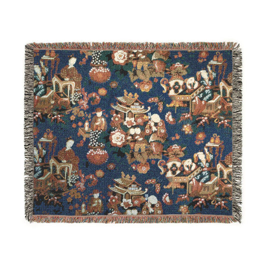 A Chinese Tea Party Furnishing Fabric Tapestry Blanket