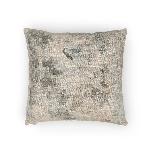 Two Women with Needlework in a Garden Pillow
