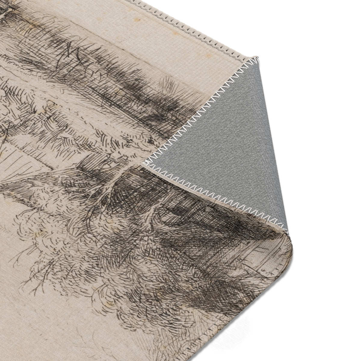 Landscape with a Cow Drinking — Rembrandt Area Rug