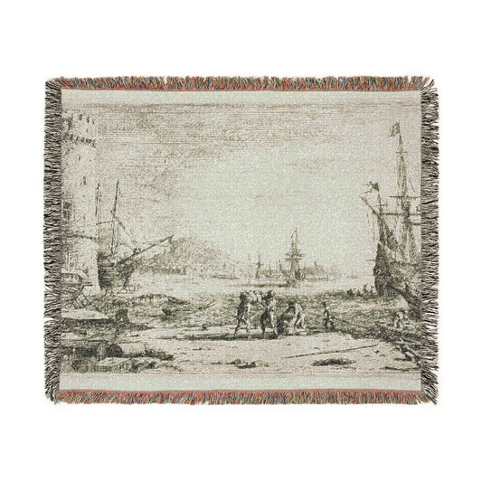Harbor with a Large Tower — Lorrain Tapestry Blanket