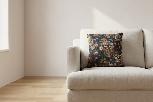 A Chinese Tea Party Furnishing Fabric Pillow