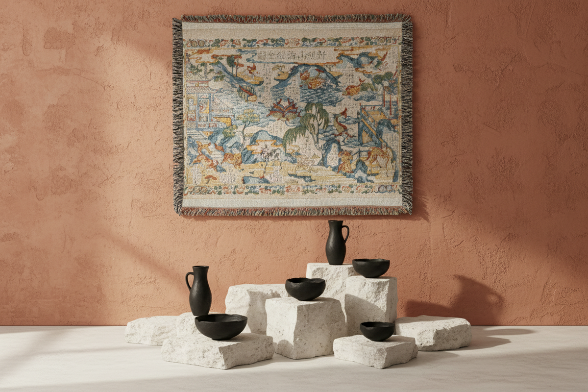 A Newly-Cut Print of Illustrations Tapestry Blanket