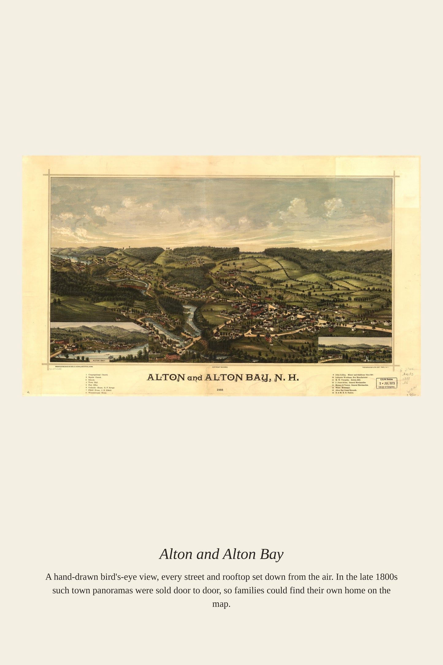 Alton and Alton Bay - Antique Map Print
