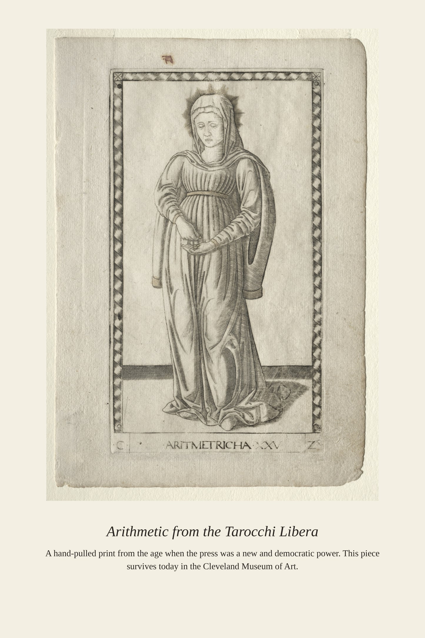 Arithmetic, Mantegna Tarocchi - Antique Historical Print