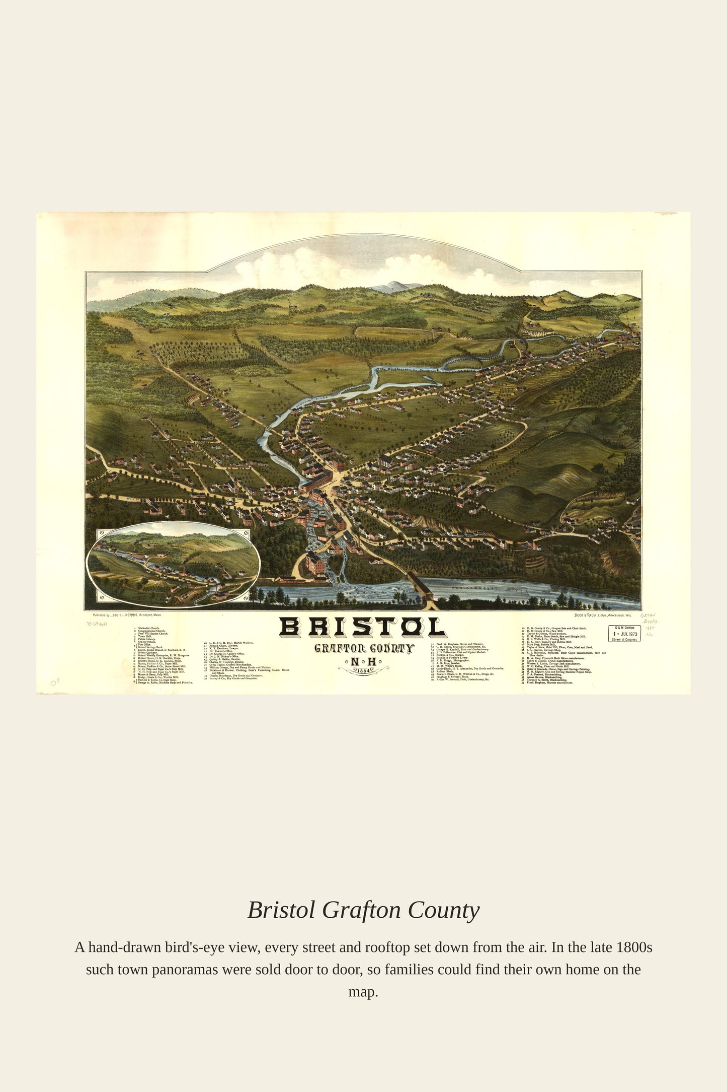 Bristol Grafton County - Antique Map Print