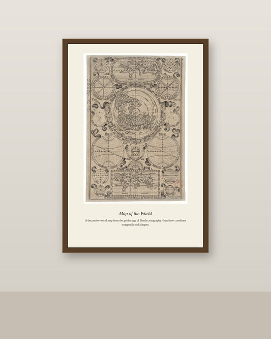 Cellarius Celestial Chart (7) antique celestial print shown framed on a wall in a styled room