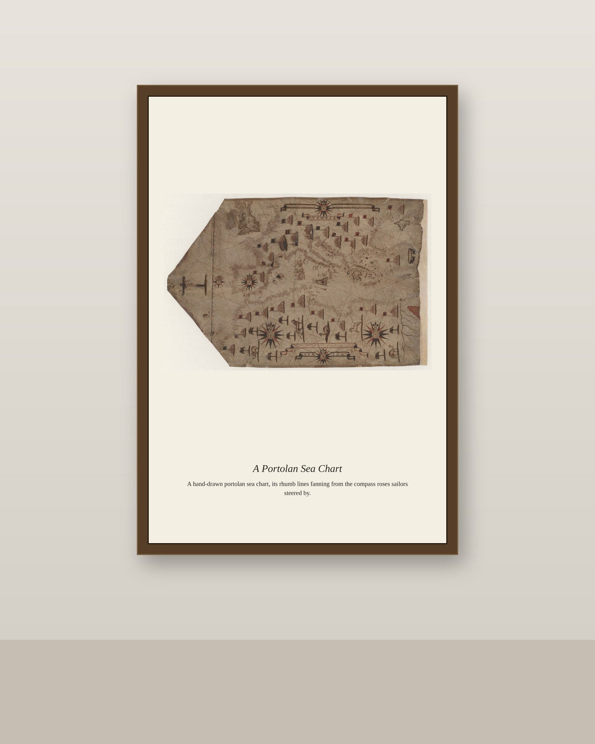 Chart of the Atlantic Ocean (4) antique nautical chart print shown framed on a wall in a styled room