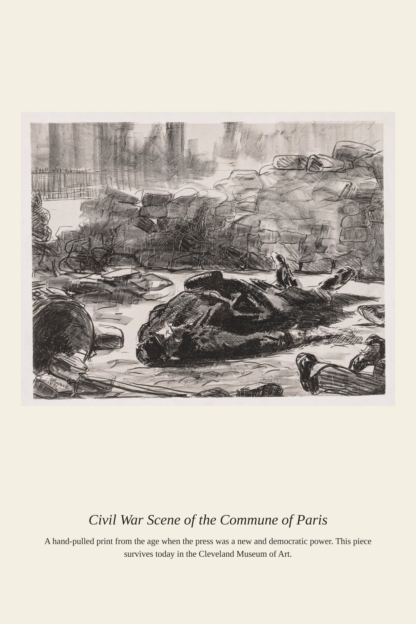 Civil War Scene of the Commune of Paris - Antique Mythological Print