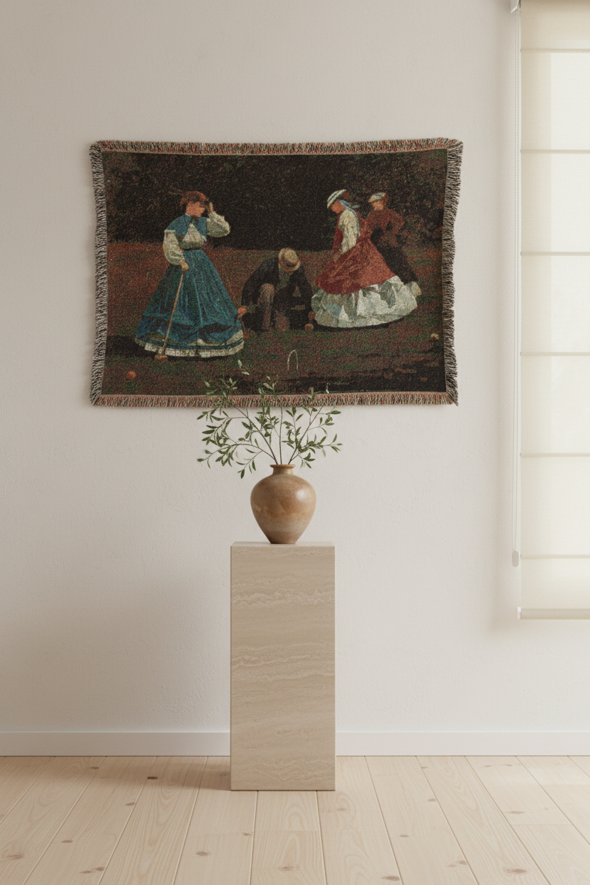 Croquet Scene — Homer Tapestry Blanket