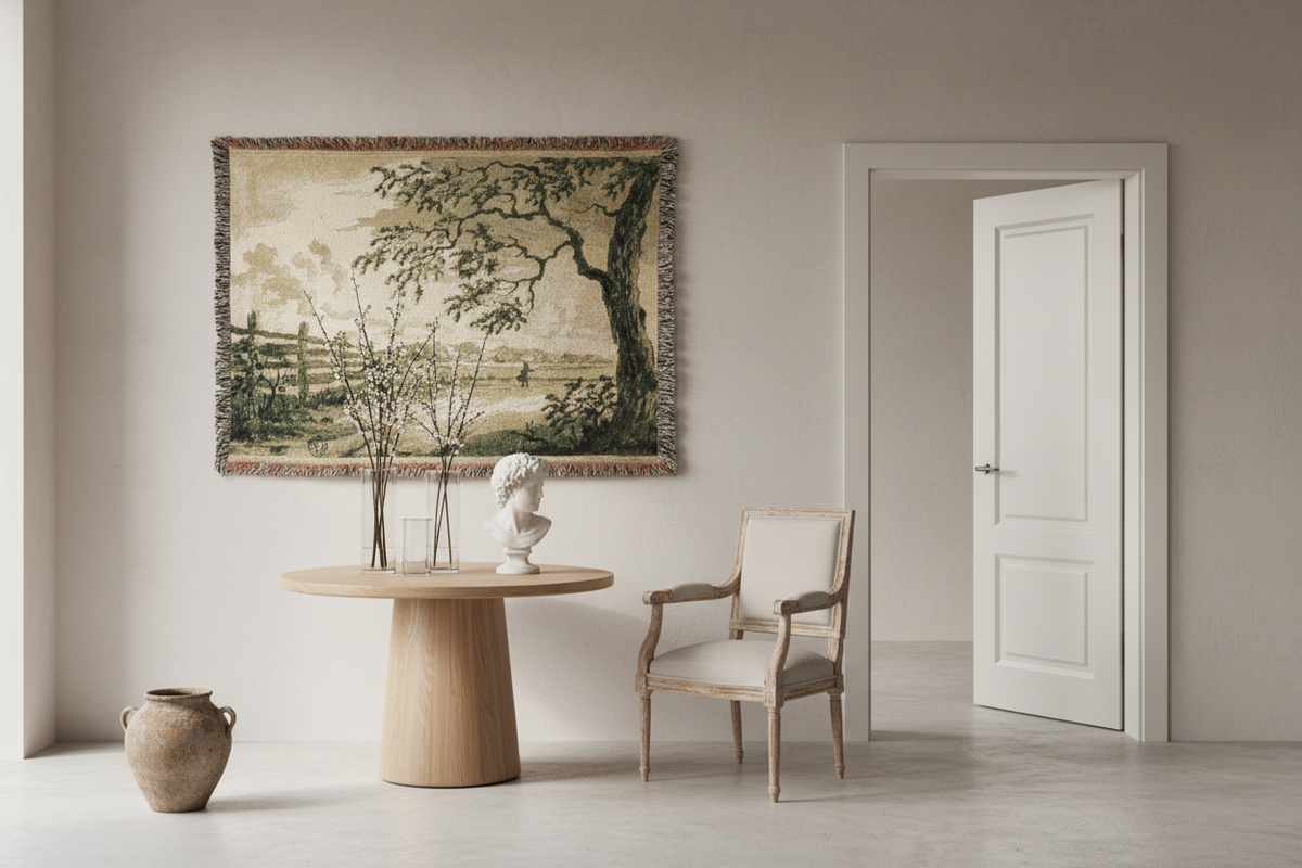 Figures with Baskets (style of Ruisdael) Tapestry Blanket