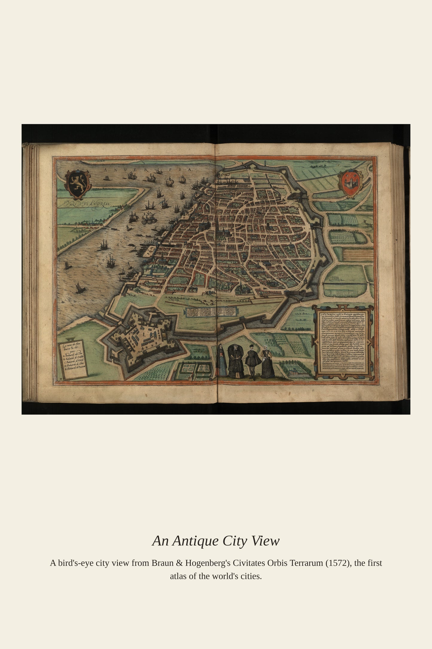 Frans Hogenberg, Antverpia - Antique City Map Print