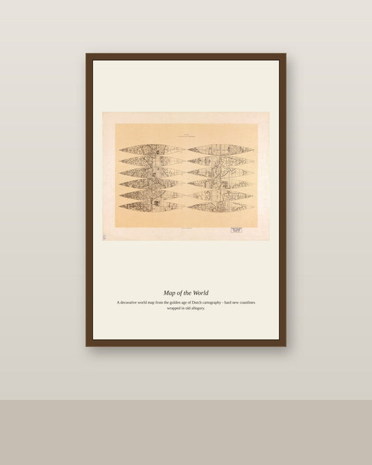 Globus Aus Der Mitte Des XVI Jahrhunderts antique art print shown framed on a wall in a styled room