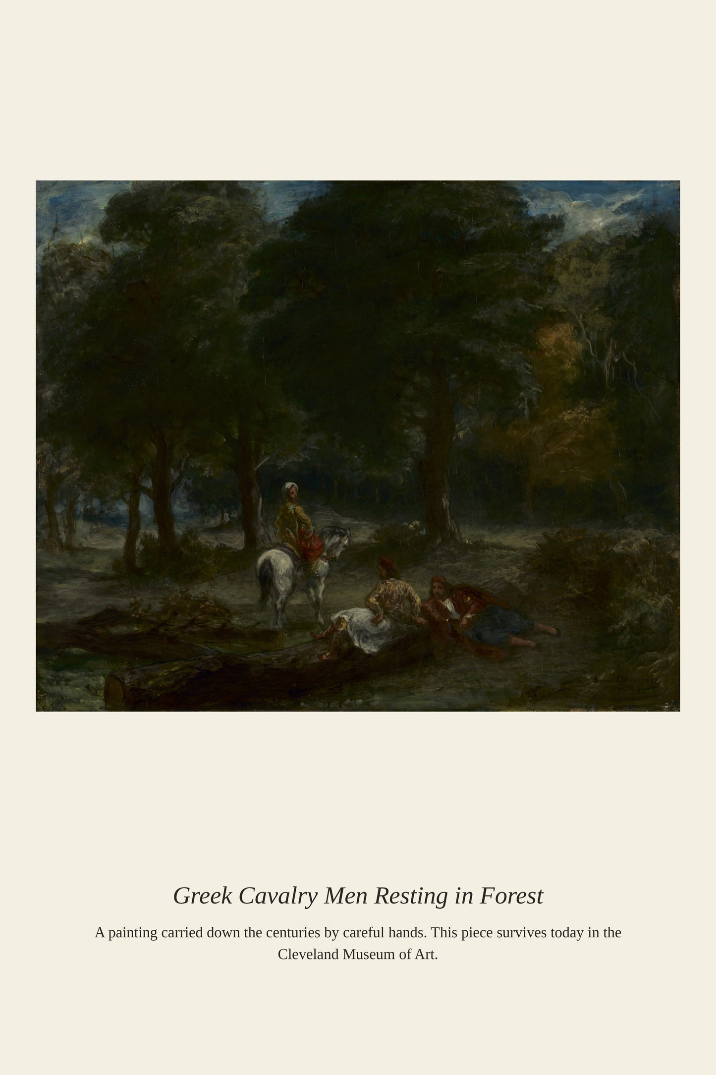 Greek Cavalry Men Resting in Forest - Ancient Historical Print
