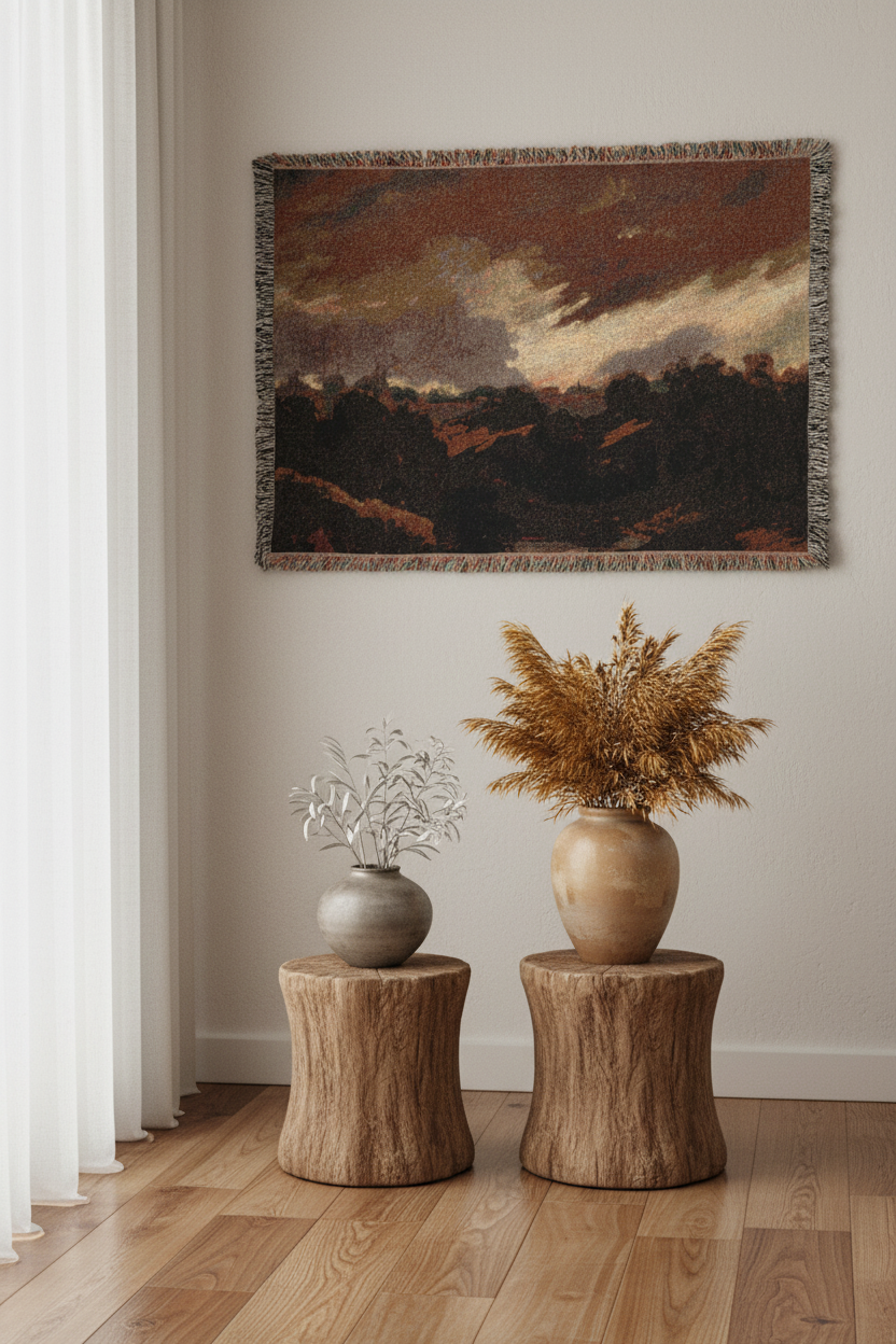 Hampstead, Stormy Sky (style of Constable) Tapestry Blanket