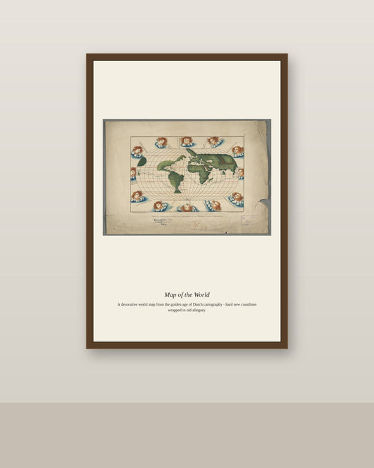 Italienische Weltkarte Aus Der Mitte Des 16 antique art print shown framed on a wall in a styled room